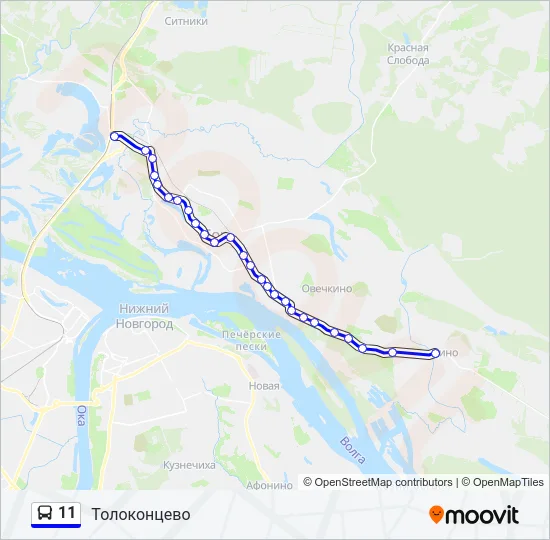 Автобус 11: карта маршрута
