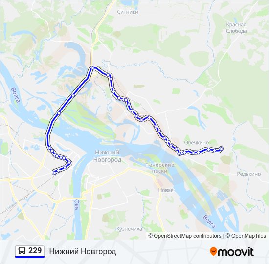 Автобус 229: карта маршрута