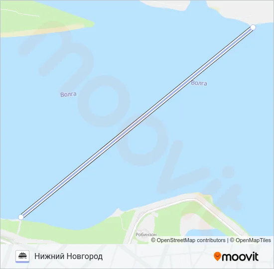 Паром НИЖНИЙ НОВГОРОД — БОР: карта маршрута