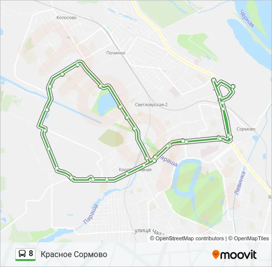 Автобус 8: карта маршрута