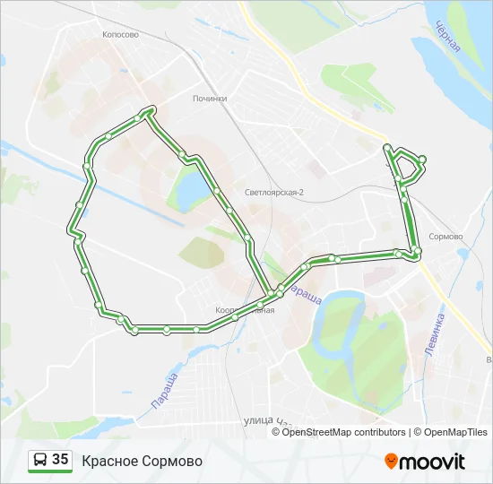 Автобус 35: карта маршрута