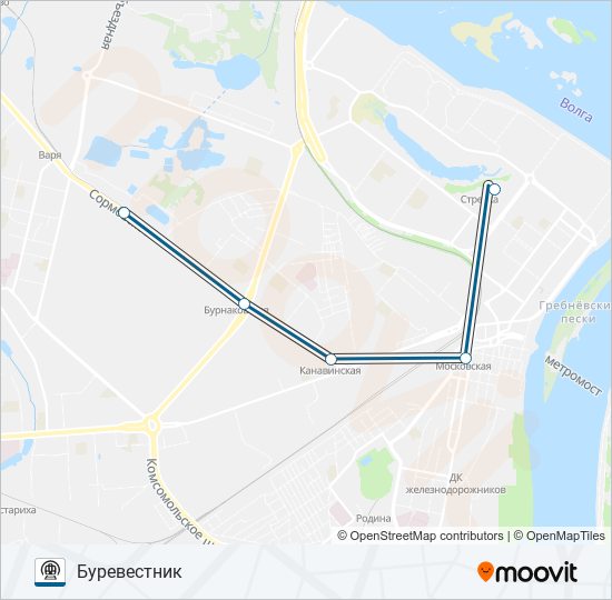 Метро 2 - СОРМОВСКО-МЕЩЕРСКАЯ: карта маршрута