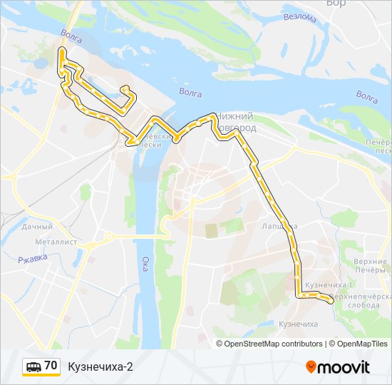 Маршрутка 70: карта маршрута