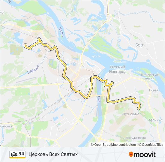 Маршрутка 94: карта маршрута