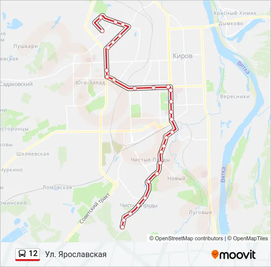Автобус 12: карта маршрута