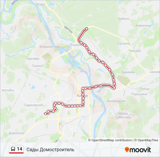 Автобус 14: карта маршрута