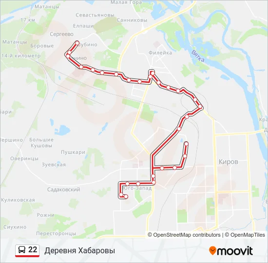 Автобус 22: карта маршрута