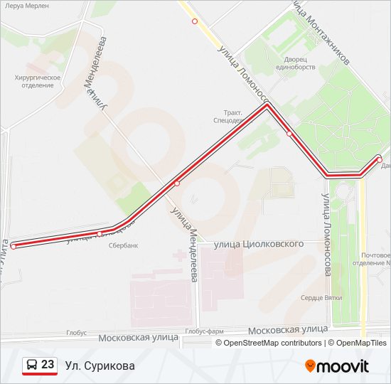 Автобус 23: карта маршрута