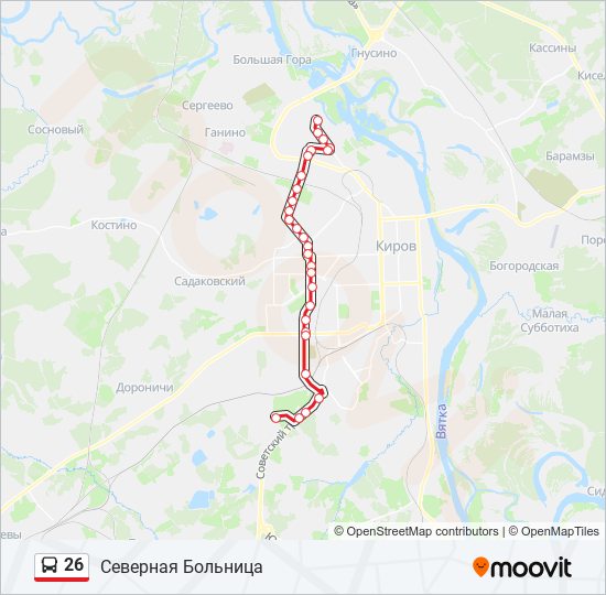 26 автобус расписание от северной больницы