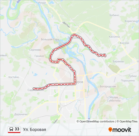 Автобус 33: карта маршрута