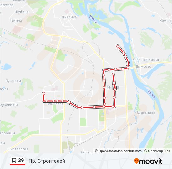 Автобус 39: карта маршрута
