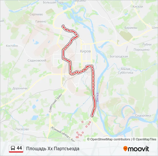Автобус 44: карта маршрута