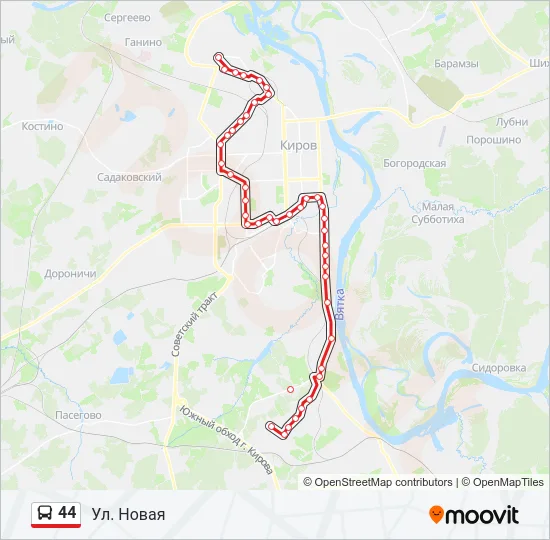 Автобус 44: карта маршрута