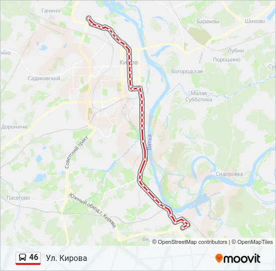 Автобус 46: карта маршрута