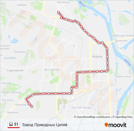 51 bus Line Map