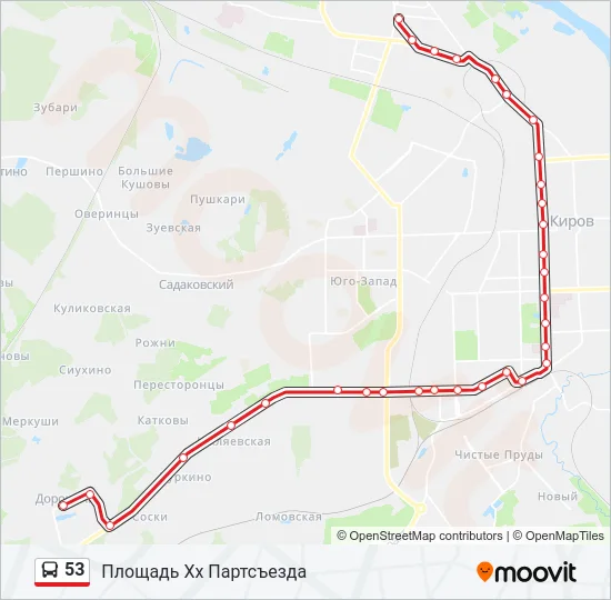 Автобус 53: карта маршрута