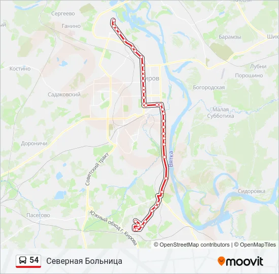 54 Bus Line Map