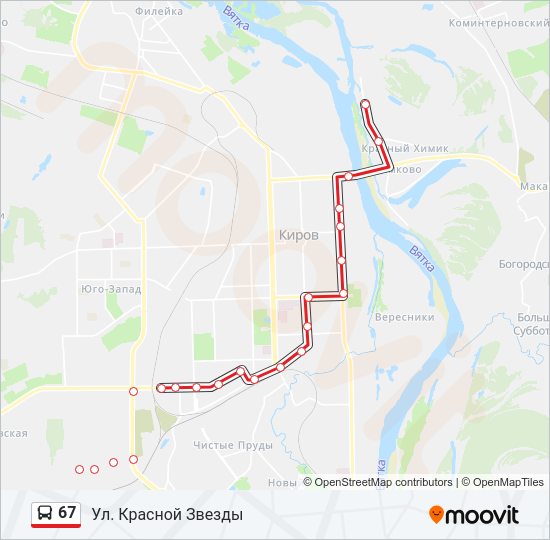 Автобус 67: карта маршрута