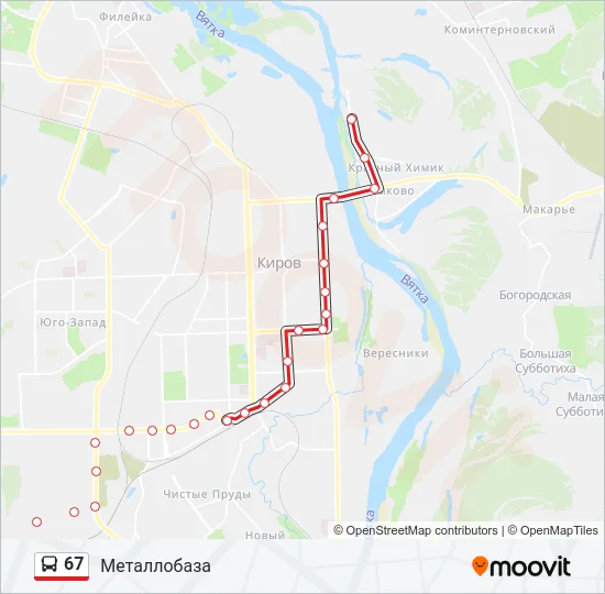 Автобус 67: карта маршрута