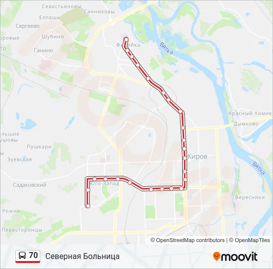 70 Bus Line Map