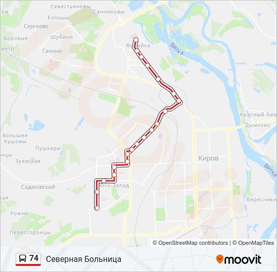 74 Bus Line Map
