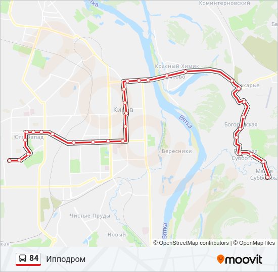 Автобус 84: карта маршрута