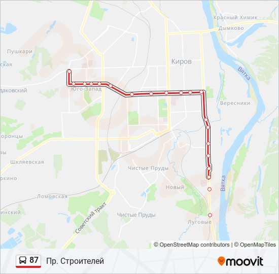 Автобус 87 расписание остановки
