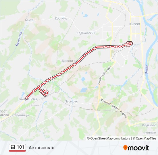 Автобус 101: карта маршрута