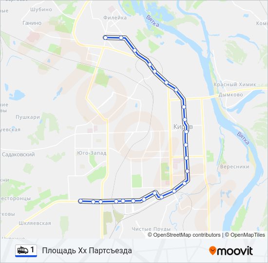 Троллейбус 1: карта маршрута