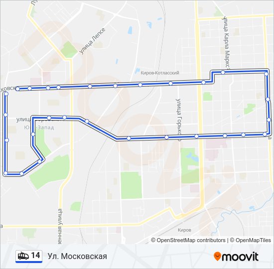 14 Trolleybus Line Map