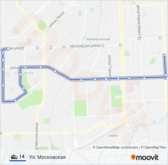 14 Trolleybus Line Map