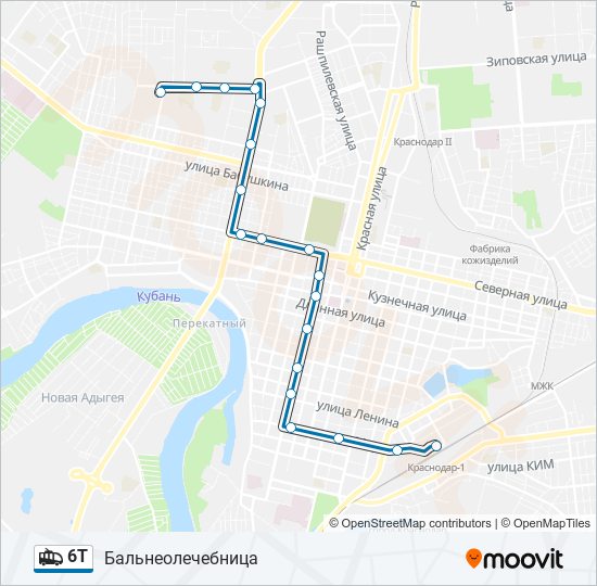 Троллейбус 6Т: карта маршрута