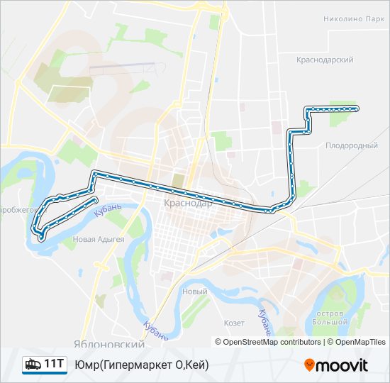 Троллейбус 11Т: карта маршрута