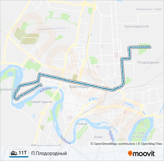 Троллейбус 11Т: карта маршрута