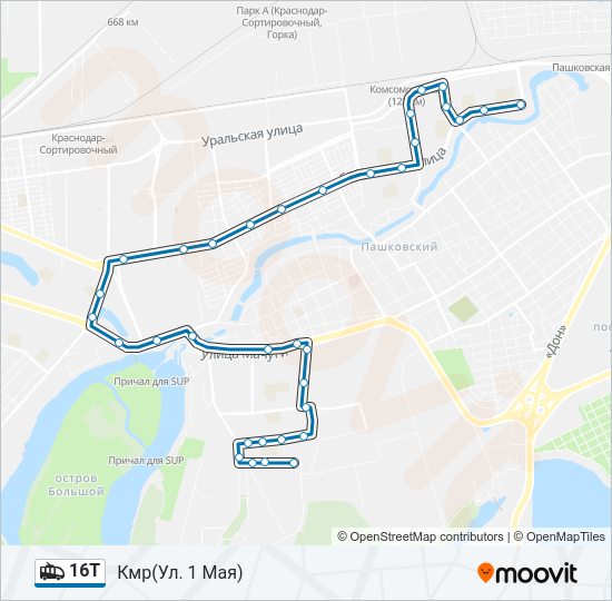 16Т Trolleybus Line Map