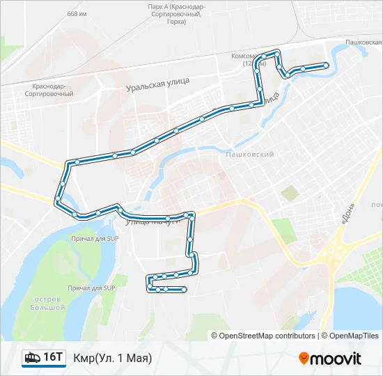 16Т Trolleybus Line Map