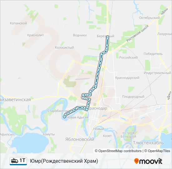 Троллейбус 1Т: карта маршрута