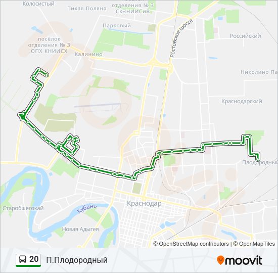 Автобус 20: карта маршрута