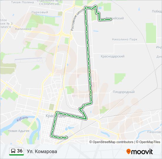 Автобус 36: карта маршрута