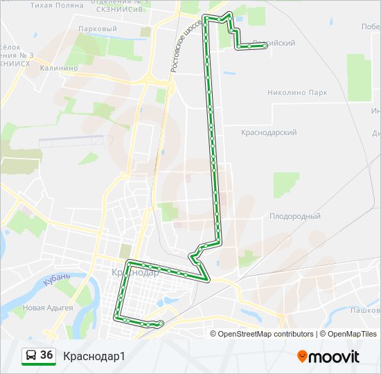 Автобус 36: карта маршрута