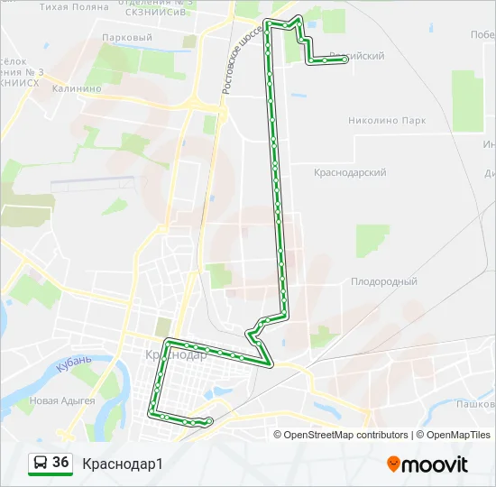 Автобус 36: карта маршрута