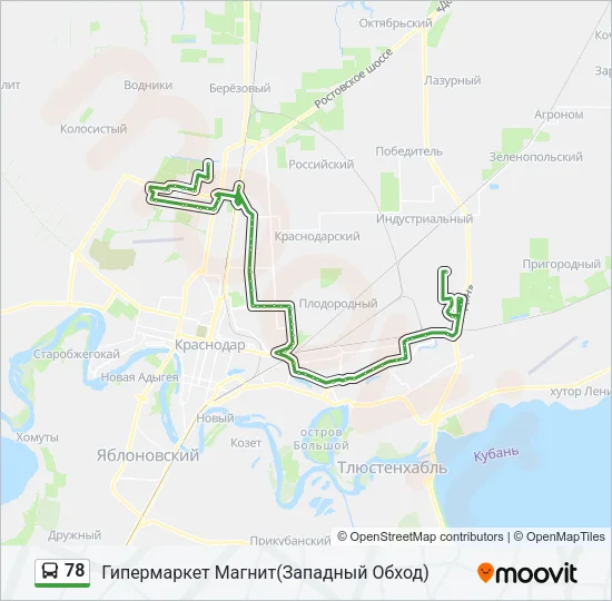 Автобус 78: карта маршрута