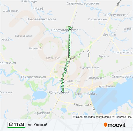 Автобус 112М: карта маршрута