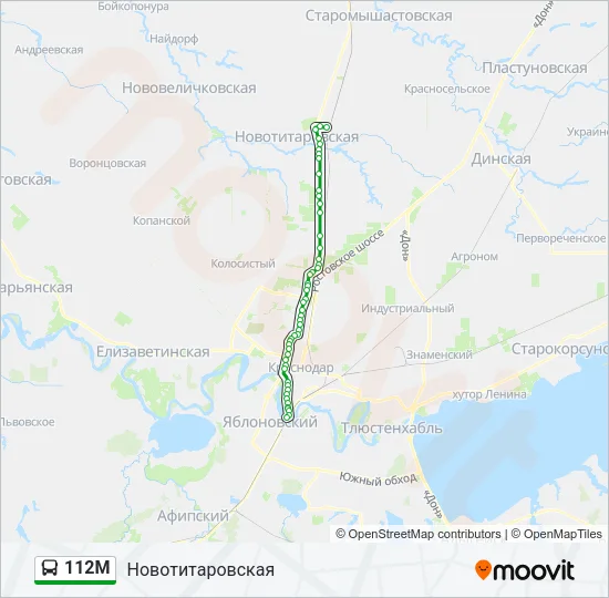 Автобус 112М: карта маршрута