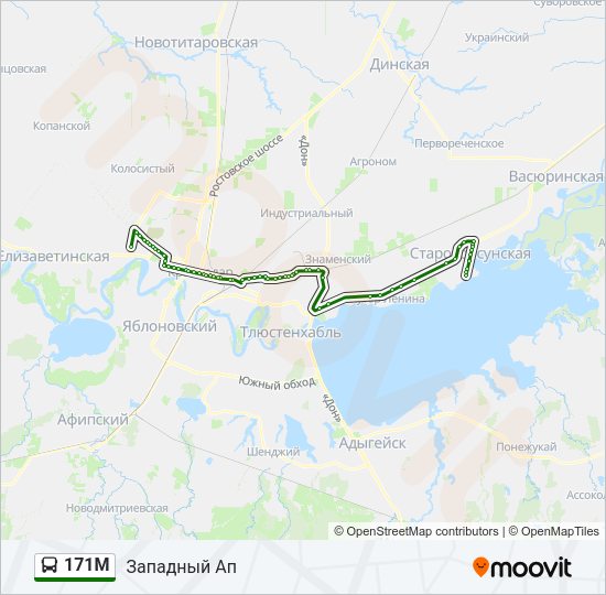 Автобус 171М: карта маршрута
