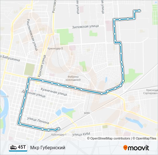 45Т Trolleybus Line Map