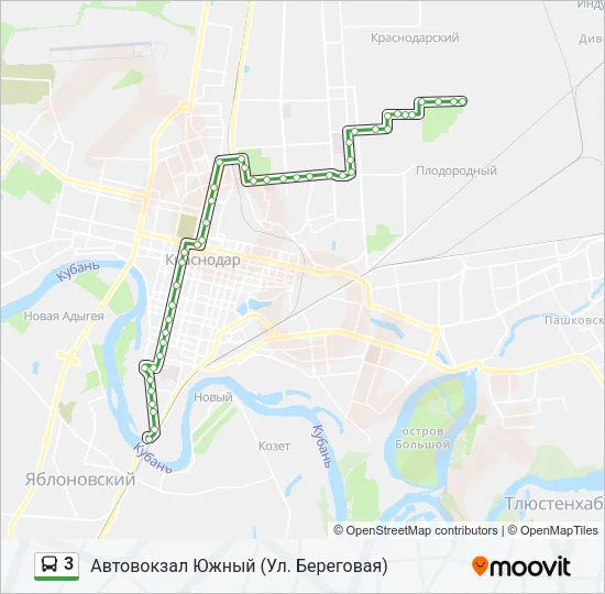 Автобус 3: карта маршрута