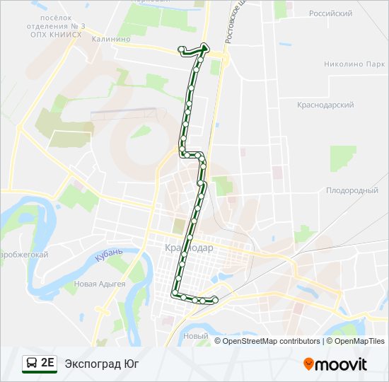 Автобус 2Е: карта маршрута