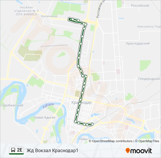 Автобус 2Е: карта маршрута