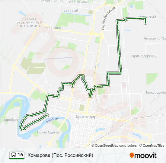 Автобус 16: карта маршрута